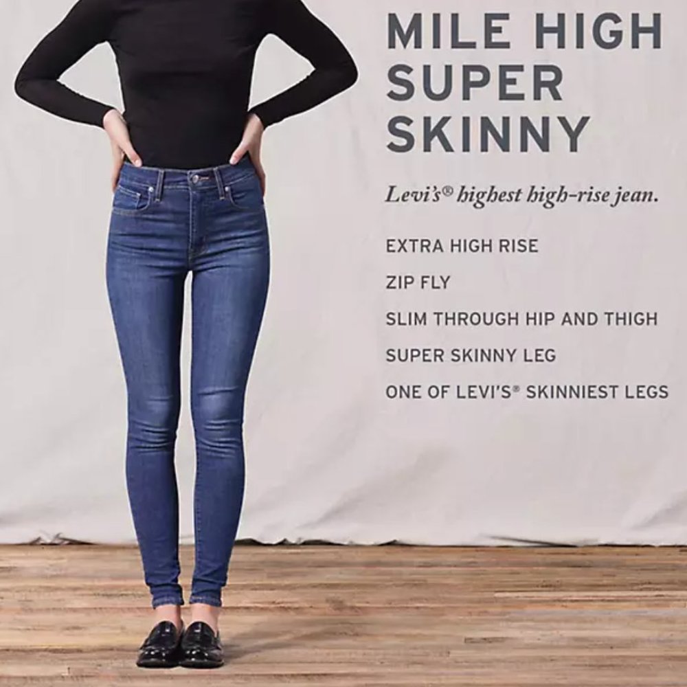 Levi's Mile High Super Skinny Blue Jeans - Size 27